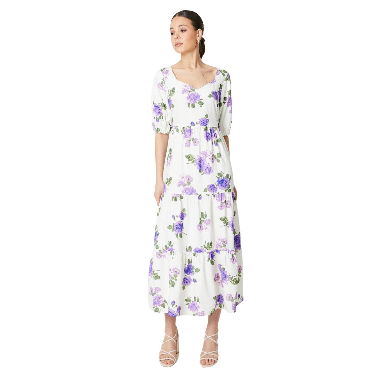 Ivory - Front - Dorothy Perkins Womens-Ladies Rose Tiered Midi Dress