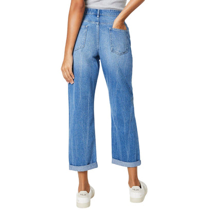 Light Wash - Back - Dorothy Perkins Womens-Ladies Fold Up Boyfriend Ankle Grazer Jeans
