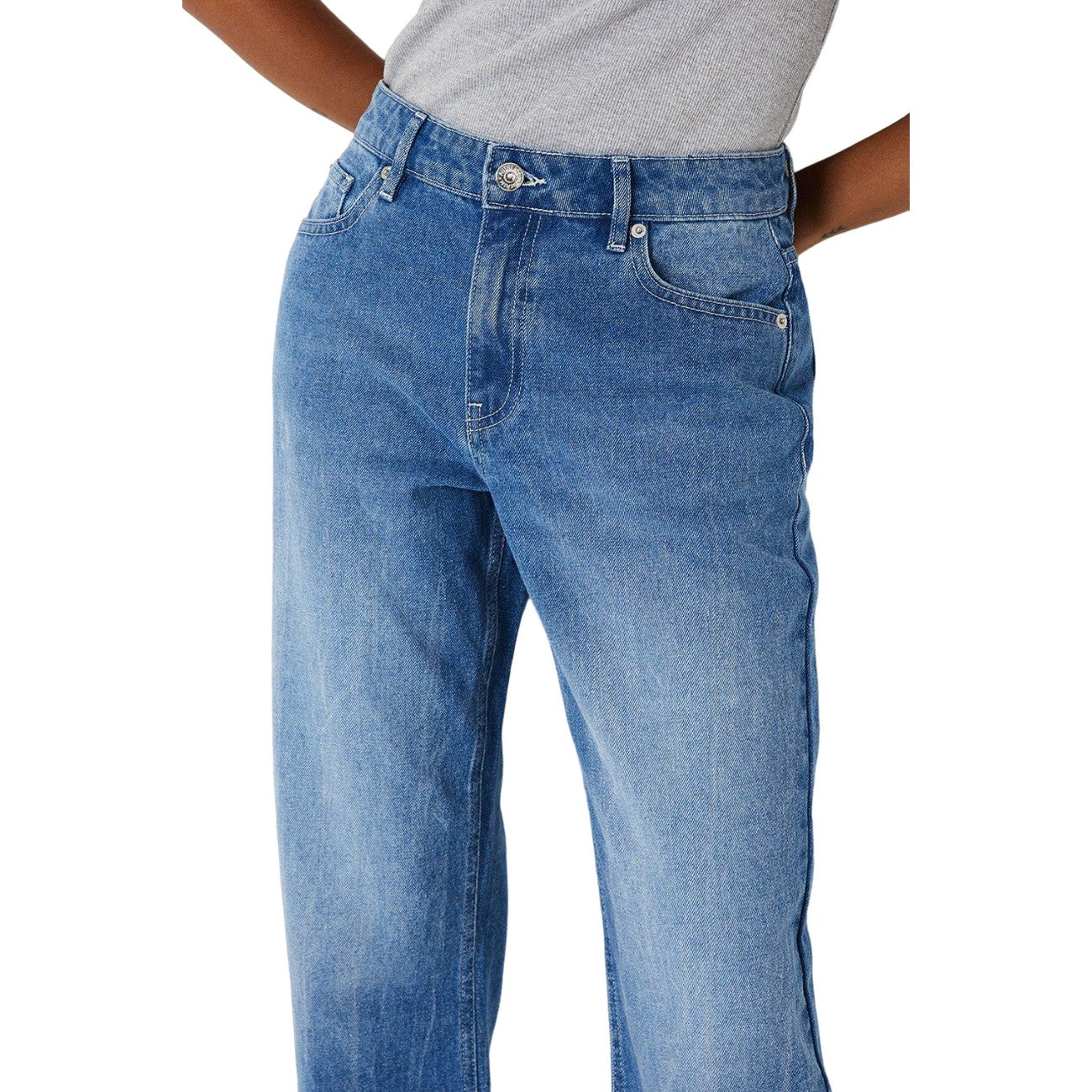 Light Wash - Side - Dorothy Perkins Womens-Ladies Fold Up Boyfriend Ankle Grazer Jeans