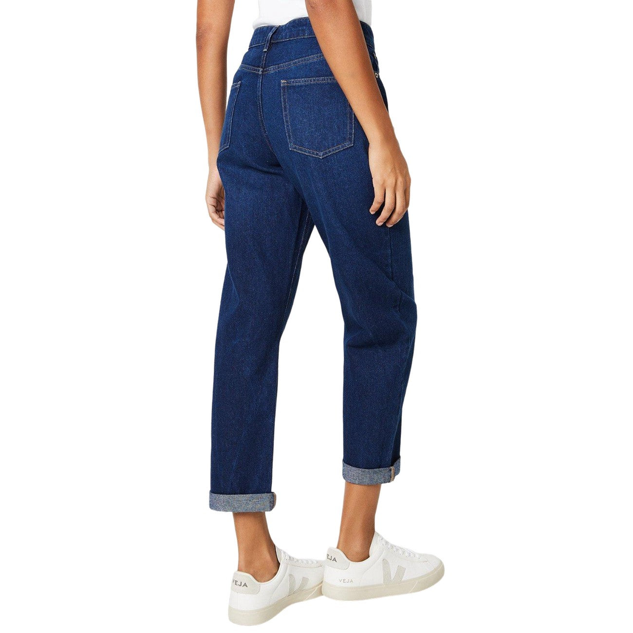 Dark Indigo - Back - Dorothy Perkins Womens-Ladies Fold Up Boyfriend Ankle Grazer Jeans