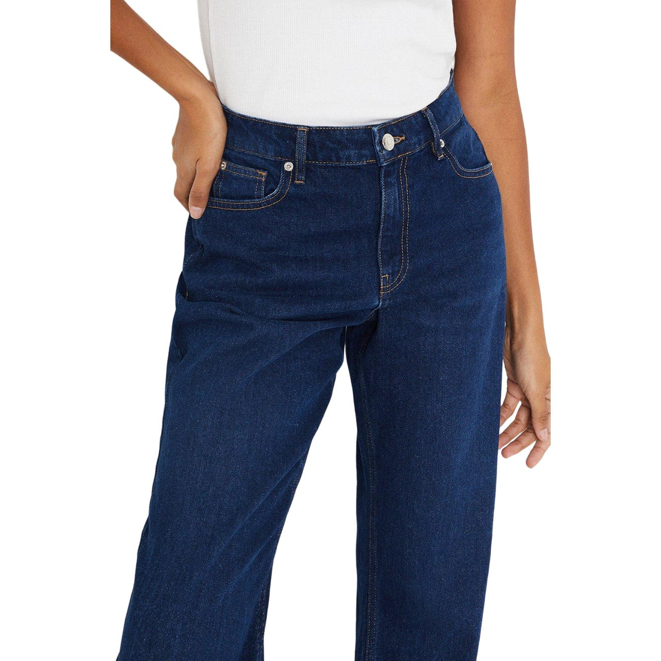 Dark Indigo - Side - Dorothy Perkins Womens-Ladies Fold Up Boyfriend Ankle Grazer Jeans