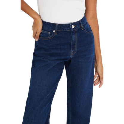 Dark Indigo - Side - Dorothy Perkins Womens-Ladies Fold Up Boyfriend Ankle Grazer Jeans