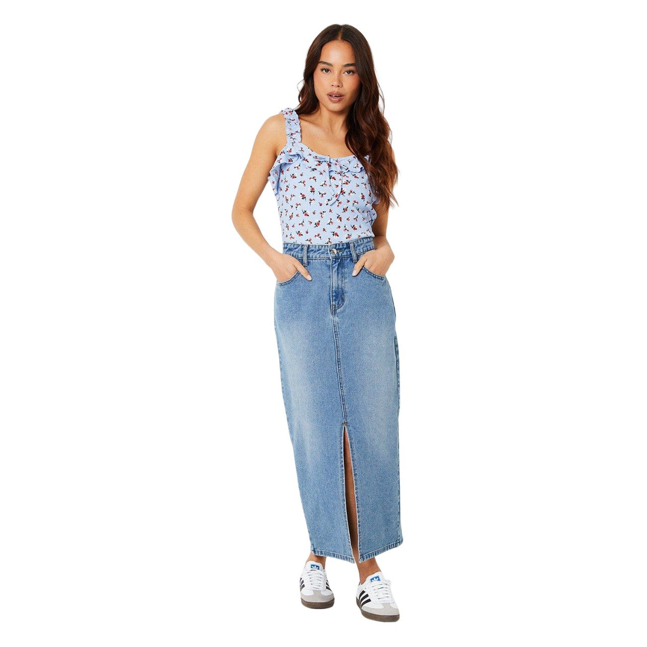 Blue - Lifestyle - Dorothy Perkins Womens-Ladies Ditsy Print Front Tie Petite Tank Top