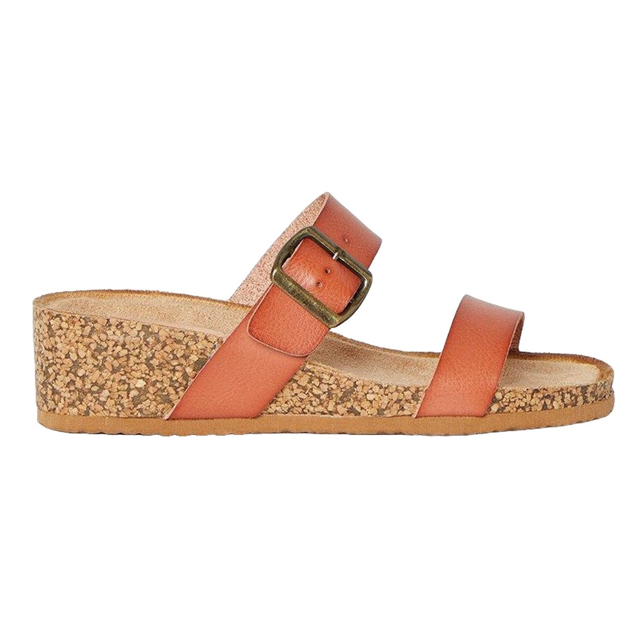 Tan - Back - Good For The Sole Womens-Ladies Harlem Double Strap Wide Wedge Sandals