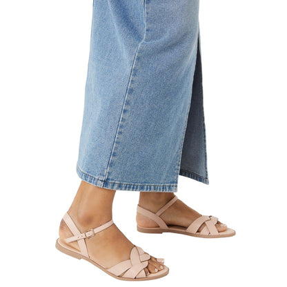 Blush - Side - Dorothy Perkins Womens-Ladies Fara Weave Flat Heel Sandals