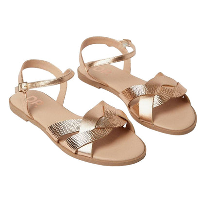 Rose Gold - Front - Dorothy Perkins Womens-Ladies Fara Weave Flat Heel Sandals
