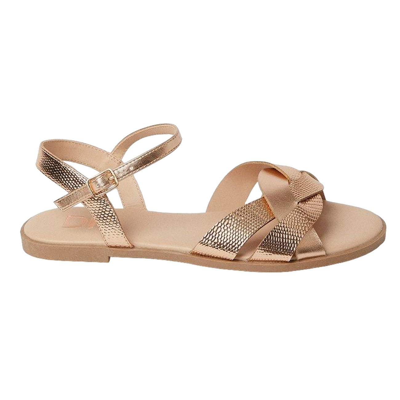 Rose Gold - Back - Dorothy Perkins Womens-Ladies Fara Weave Flat Heel Sandals