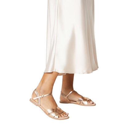 Rose Gold - Side - Dorothy Perkins Womens-Ladies Fara Weave Flat Heel Sandals