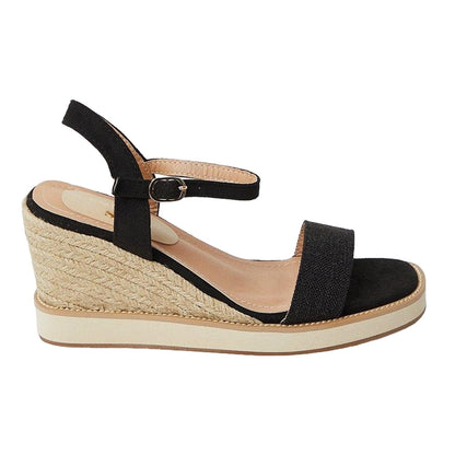 Black - Back - Good For The Sole Womens-Ladies Astley Comfort Textile High Wedge Sandals