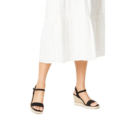 Black - Side - Good For The Sole Womens-Ladies Astley Comfort Textile High Wedge Sandals