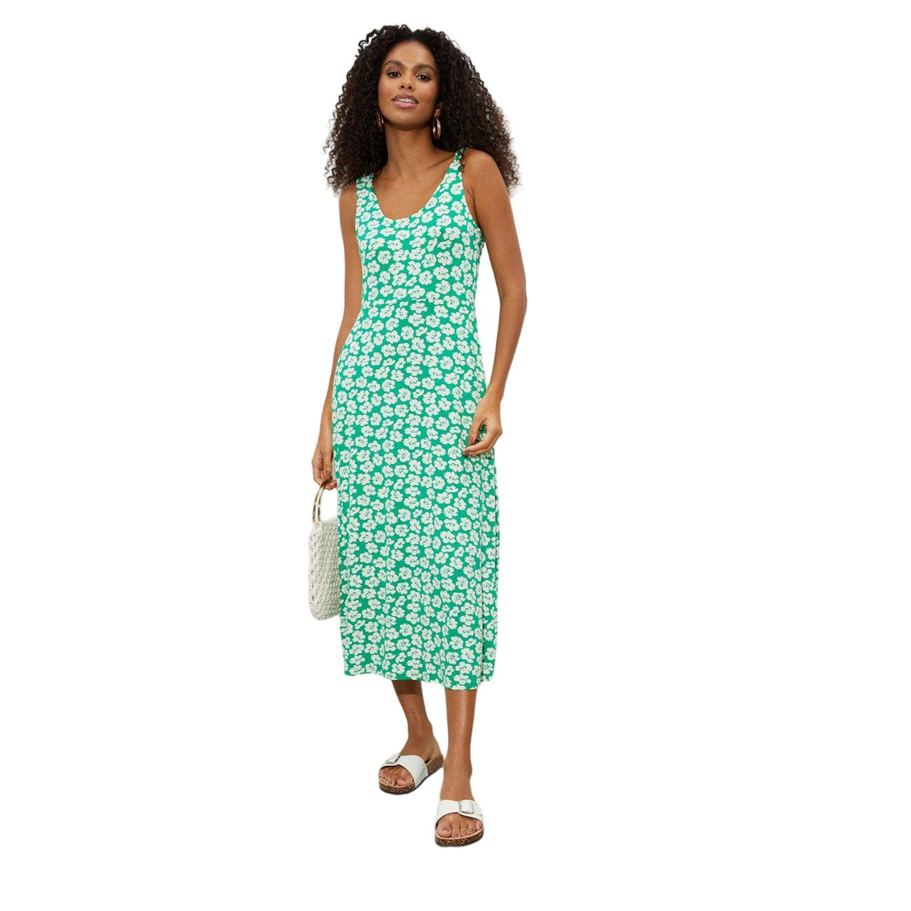 Green-White - Front - Dorothy Perkins Womens-Ladies Floral Midi Dress