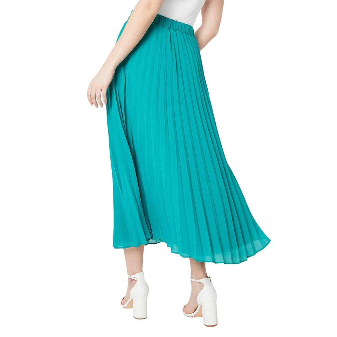 Green - Back - Dorothy Perkins Womens-Ladies Pleated Chiffon Skirt