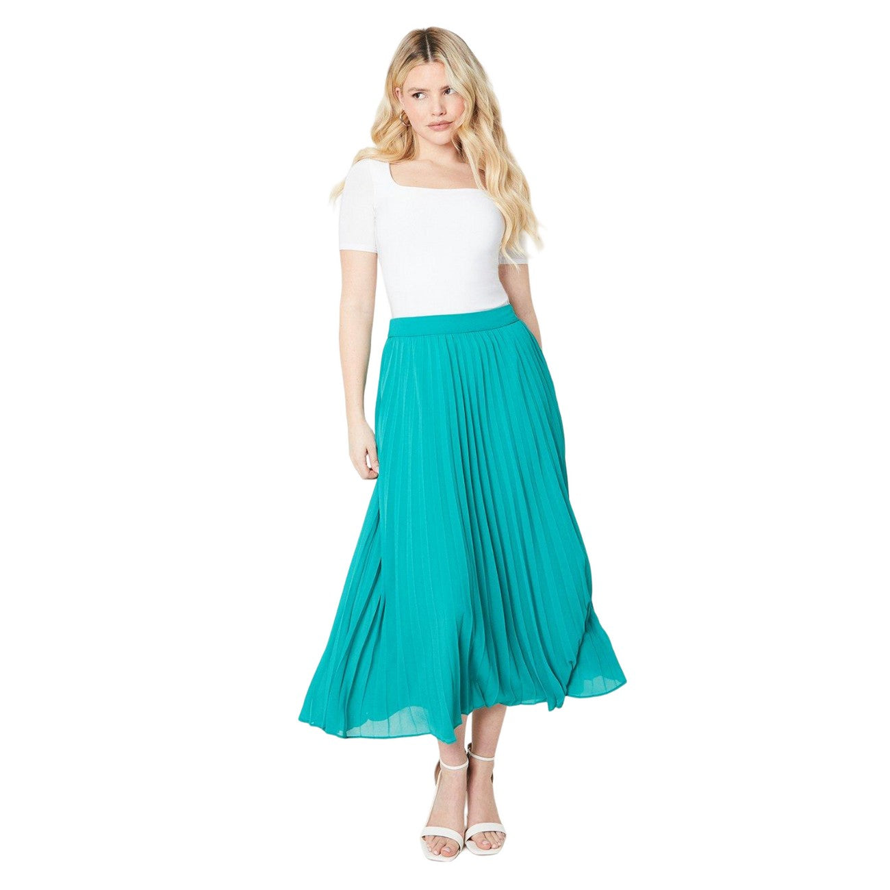 Green - Side - Dorothy Perkins Womens-Ladies Pleated Chiffon Skirt
