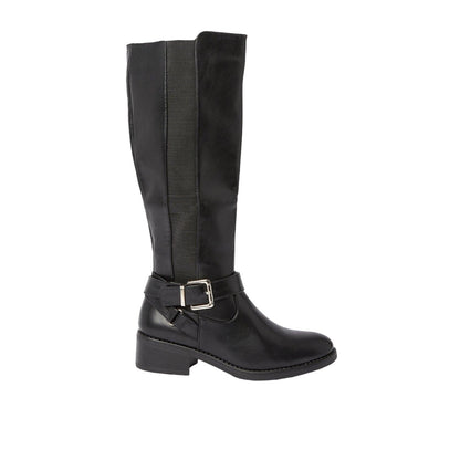 Black - Back - Dorothy Perkins Womens-Ladies Kendra Buckle Knee-High Boots