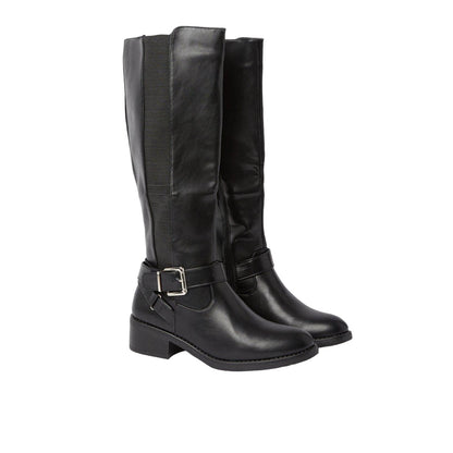 Black - Front - Dorothy Perkins Womens-Ladies Kendra Buckle Knee-High Boots