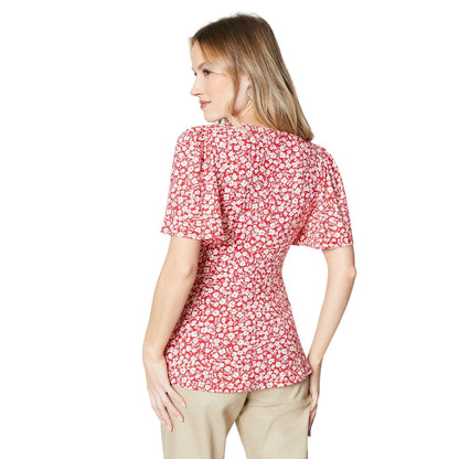Red - Back - Dorothy Perkins Womens-Ladies Wrap Angel Sleeve Top