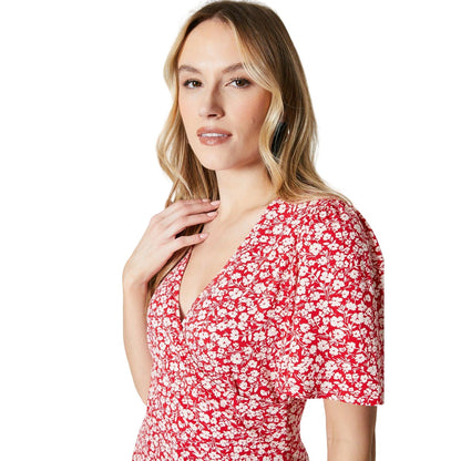 Red - Side - Dorothy Perkins Womens-Ladies Wrap Angel Sleeve Top