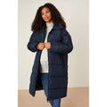 Navy - Close up - Dorothy Perkins Womens-Ladies Longline Padded Maternity Coat