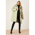 Sage - Close up - Dorothy Perkins Womens-Ladies Longline Padded Maternity Coat