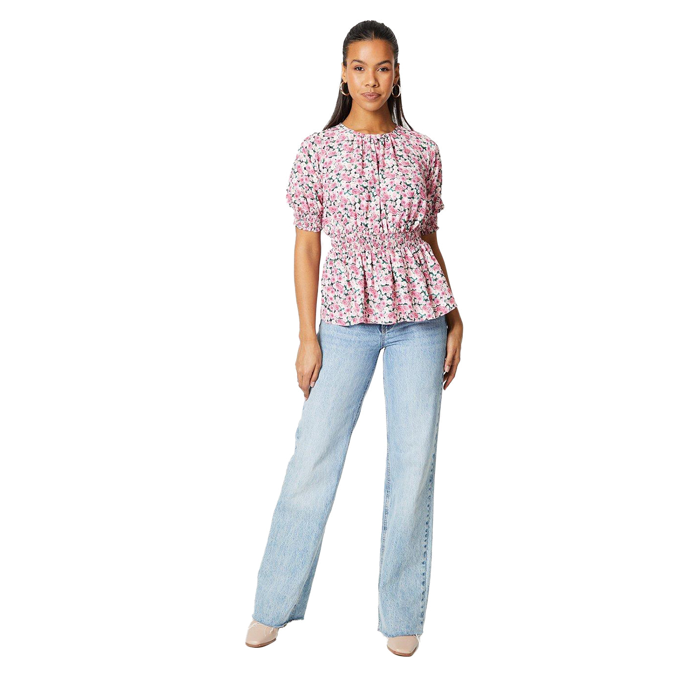 Pink - Lifestyle - Dorothy Perkins Womens-Ladies Ditsy Print Shirred Waist Blouse