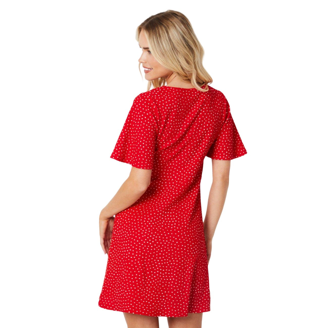 Red - Back - Dorothy Perkins Womens-Ladies Ruched Front Petite Angel Sleeve Mini Dress