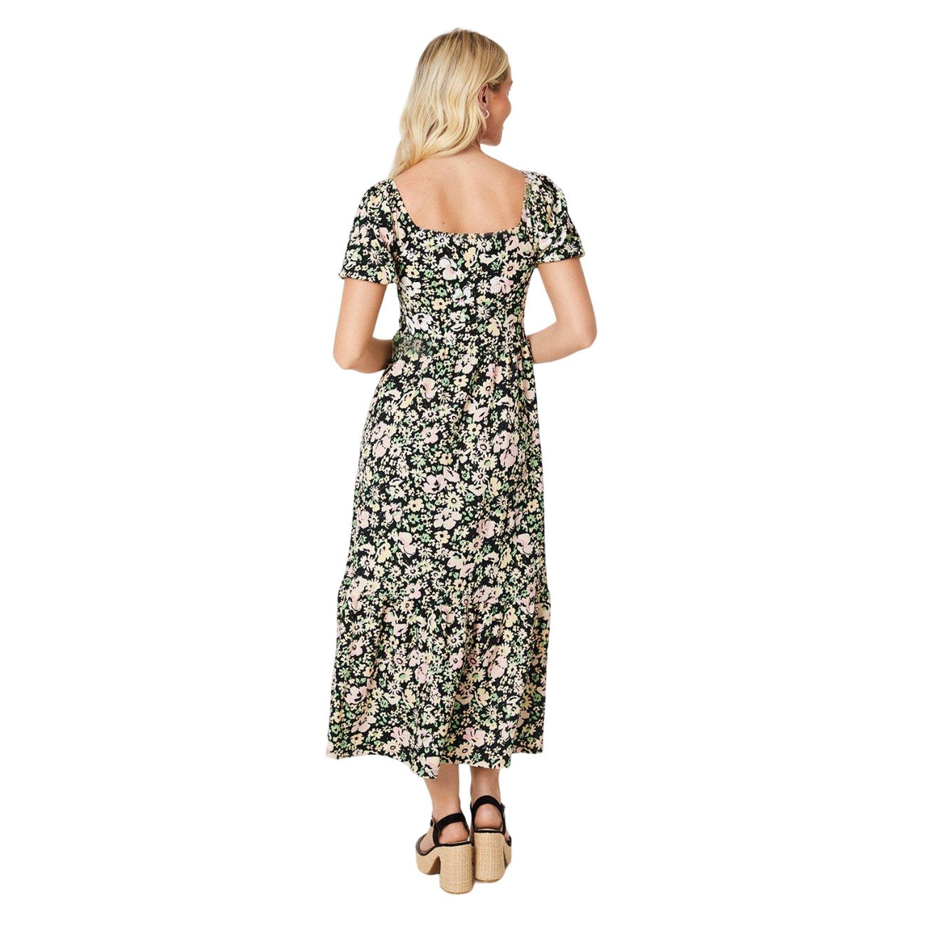 Multicoloured - Back - Dorothy Perkins Womens-Ladies Floral Button Detail Midi Dress