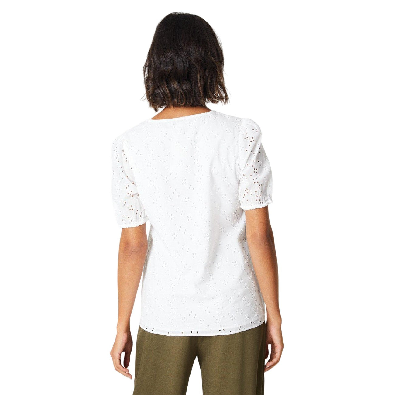 Ivory - Back - Dorothy Perkins Womens-Ladies Broderie Button Through Blouse