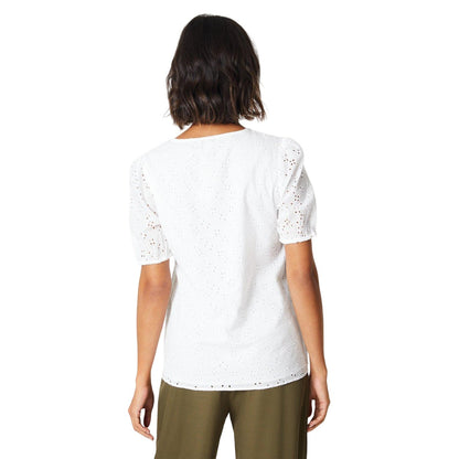 Ivory - Back - Dorothy Perkins Womens-Ladies Broderie Button Through Blouse