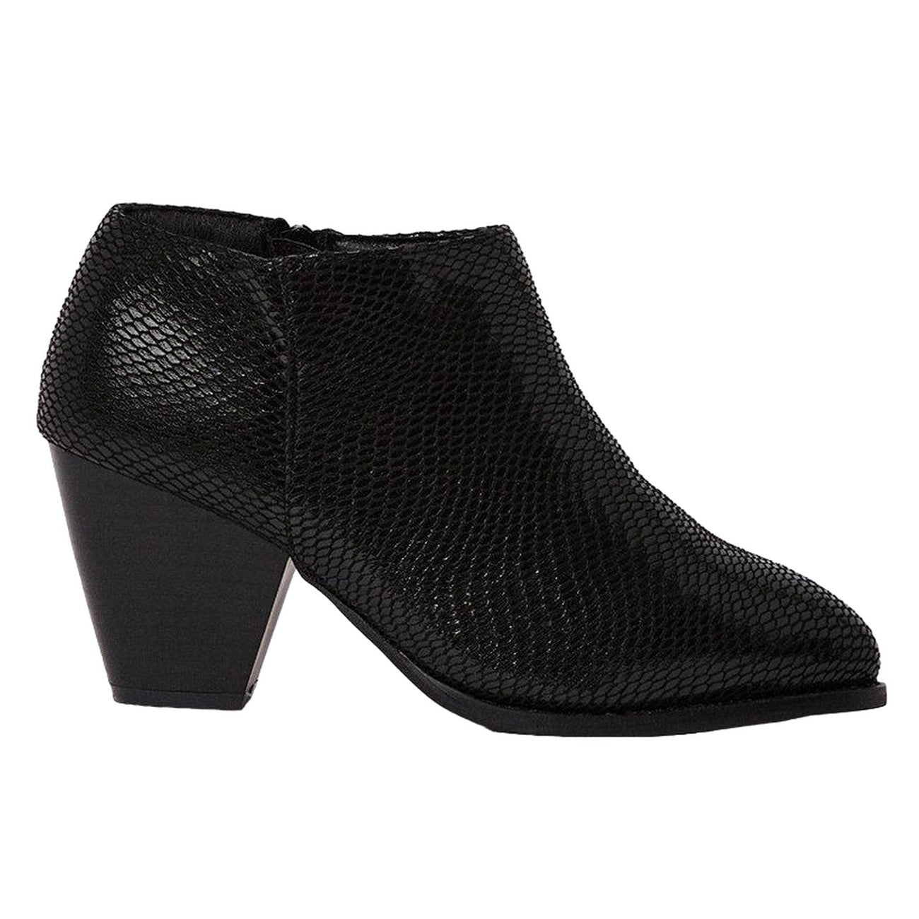 Black - Back - Good For The Sole Womens-Ladies Moni Textured Wide Heeled Shoe Boots