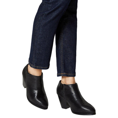 Black - Side - Good For The Sole Womens-Ladies Moni Textured Wide Heeled Shoe Boots