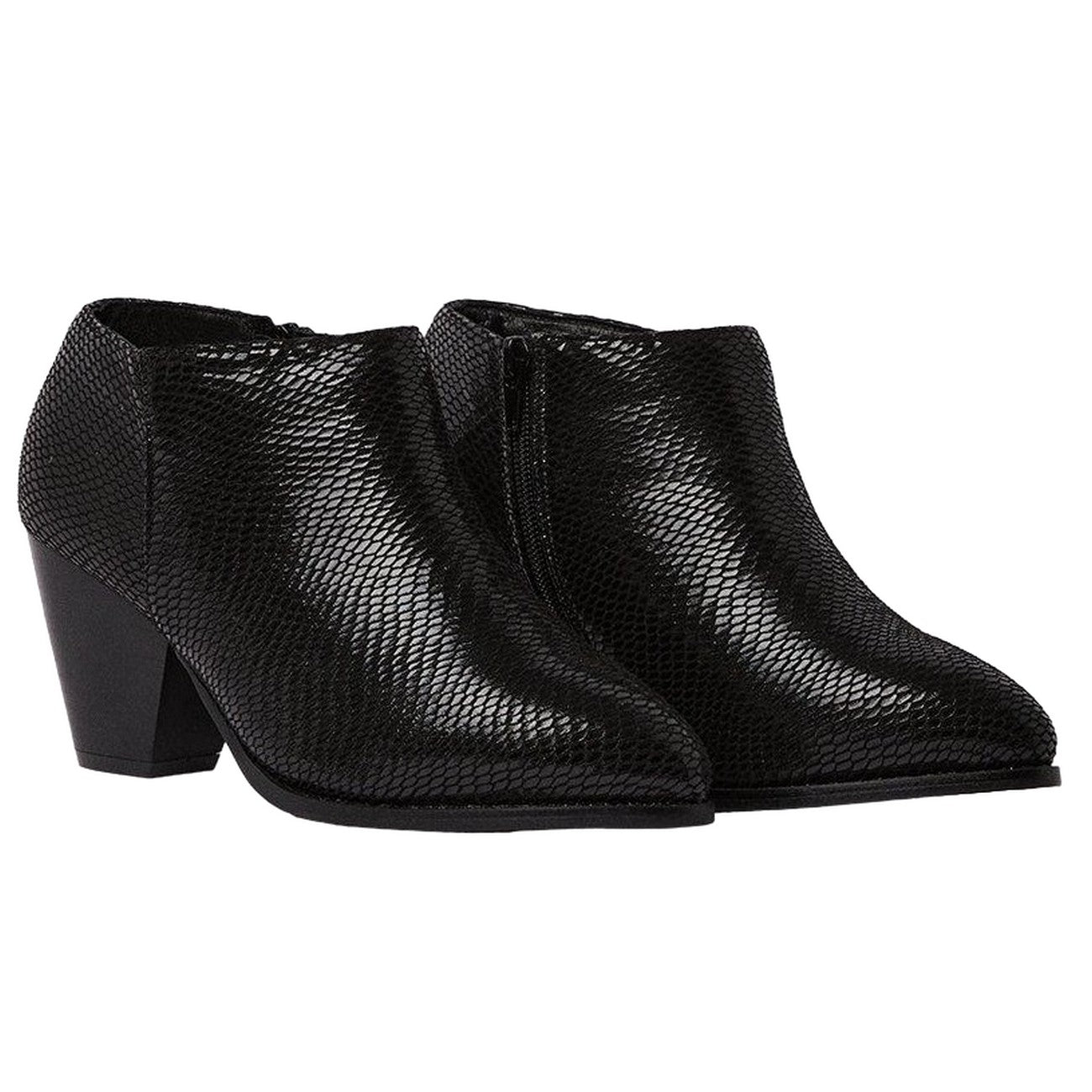 Black - Front - Good For The Sole Womens-Ladies Moni Textured Wide Heeled Shoe Boots