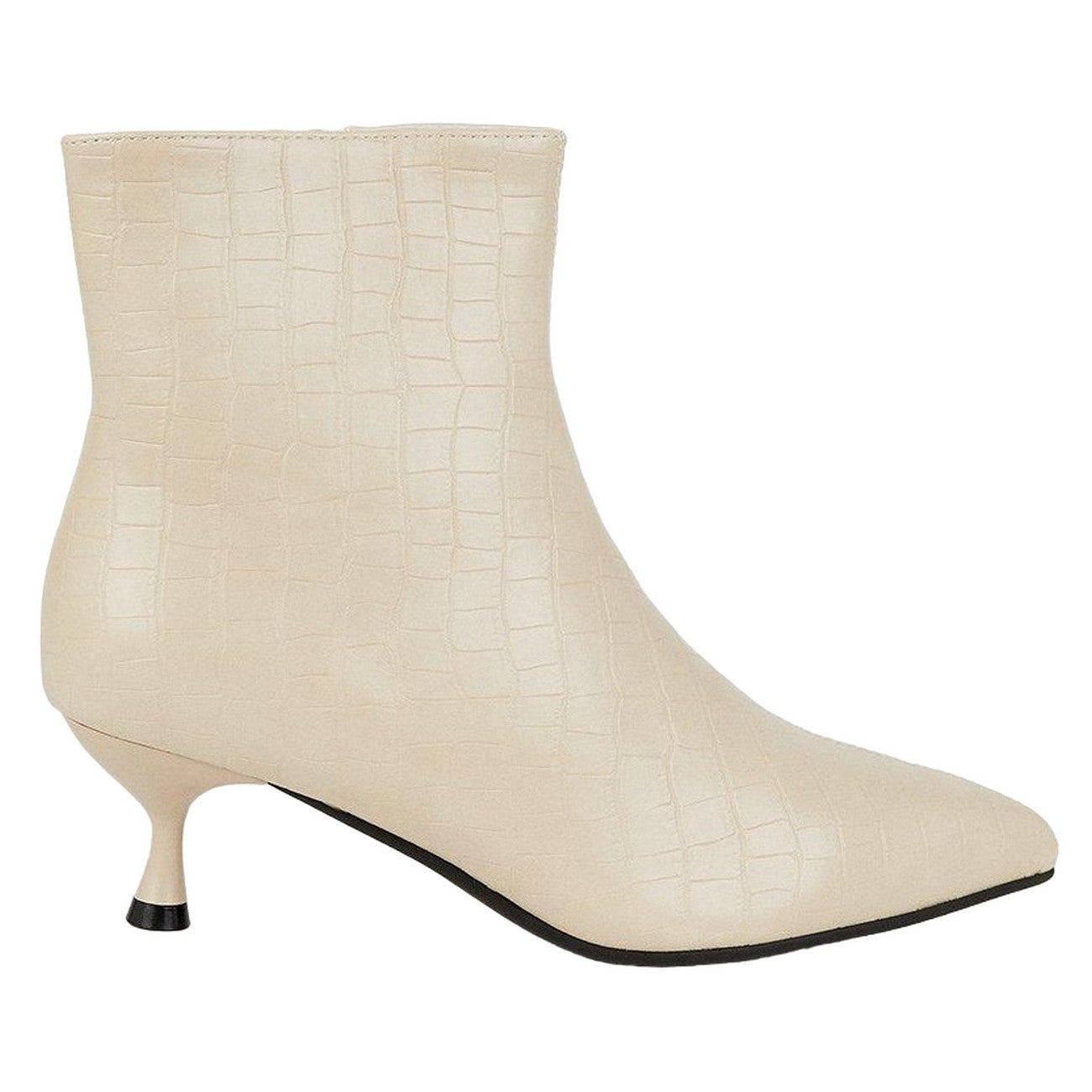 Beige - Back - Dorothy Perkins Womens-Ladies Alia Wide Kitten Heel Ankle Boots
