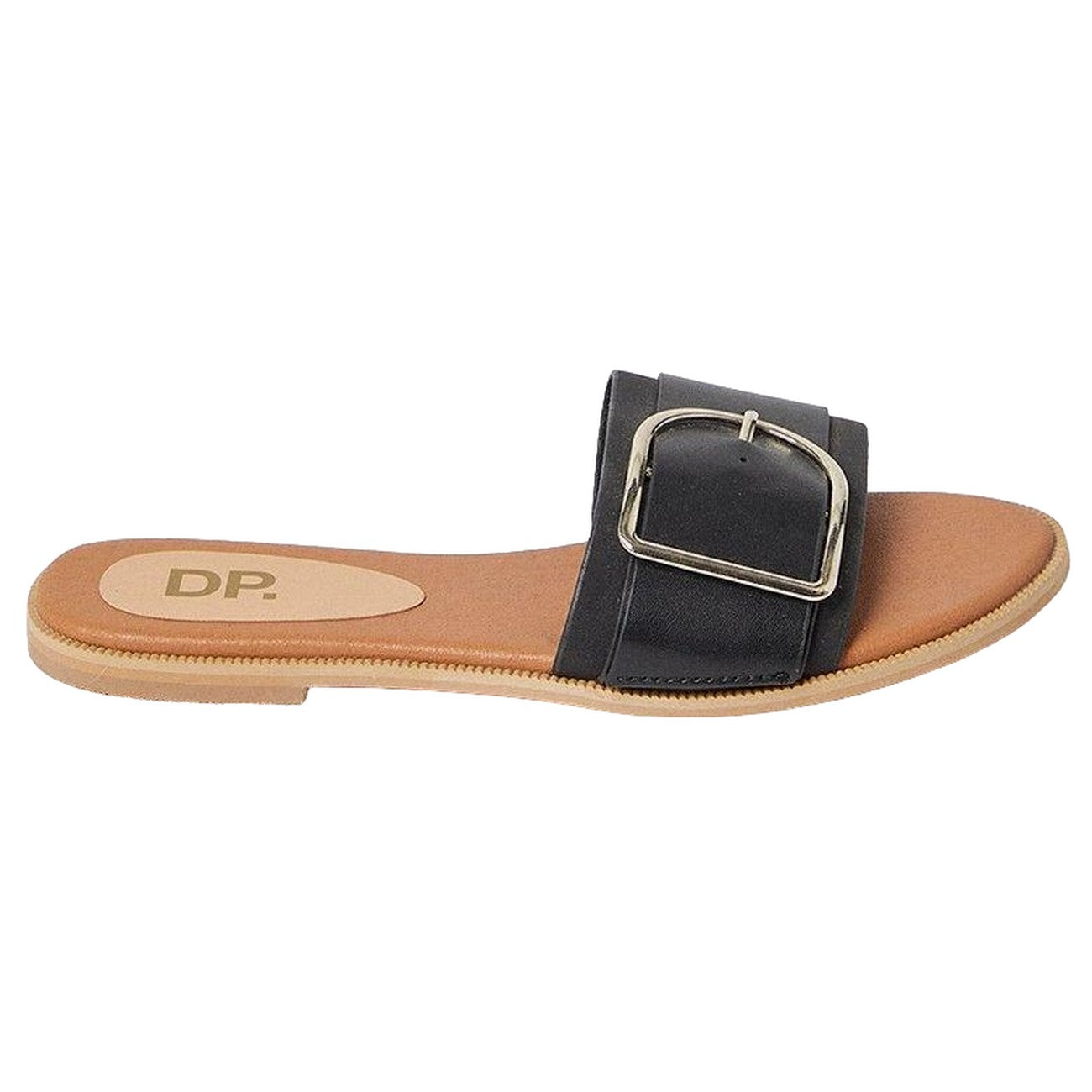 Black - Back - Dorothy Perkins Womens-Ladies Lorna Buckle Detail Flat Sliders