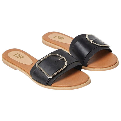 Black - Front - Dorothy Perkins Womens-Ladies Lorna Buckle Detail Flat Sliders