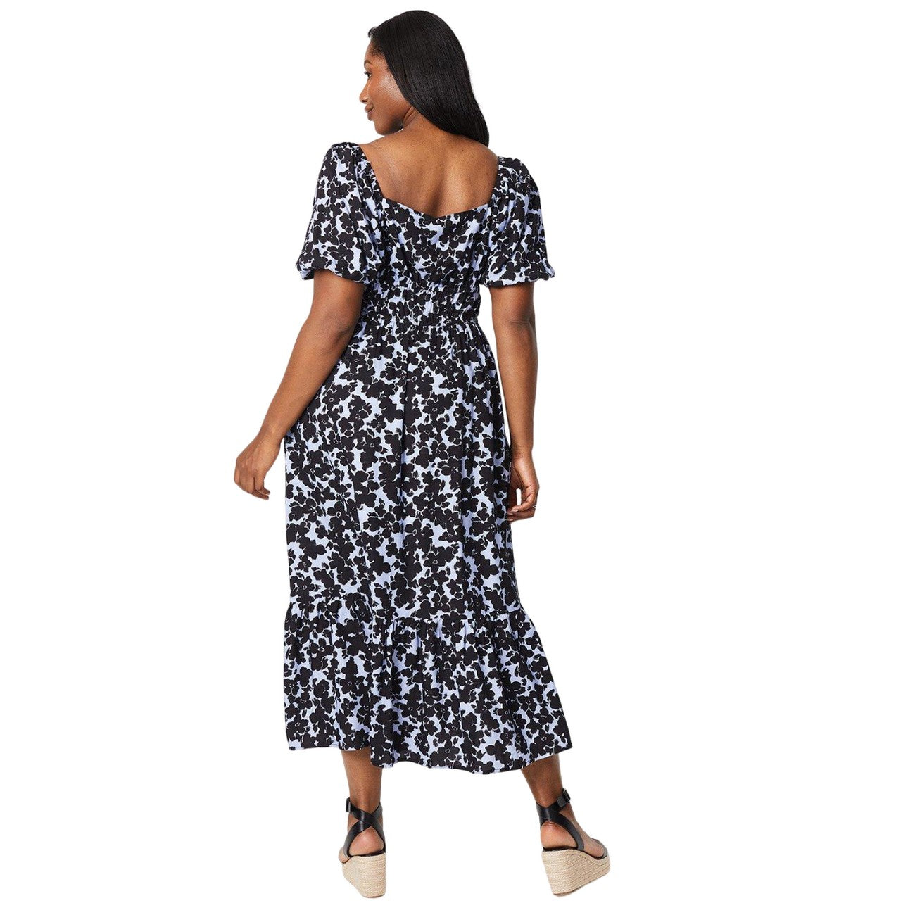 Blue - Back - Dorothy Perkins Womens-Ladies Floral Front Tie Plus Midi Dress