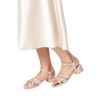 Rose Gold - Side - Good For The Sole Womens-Ladies Electric Strappy Wide Low Block Heel Sandals