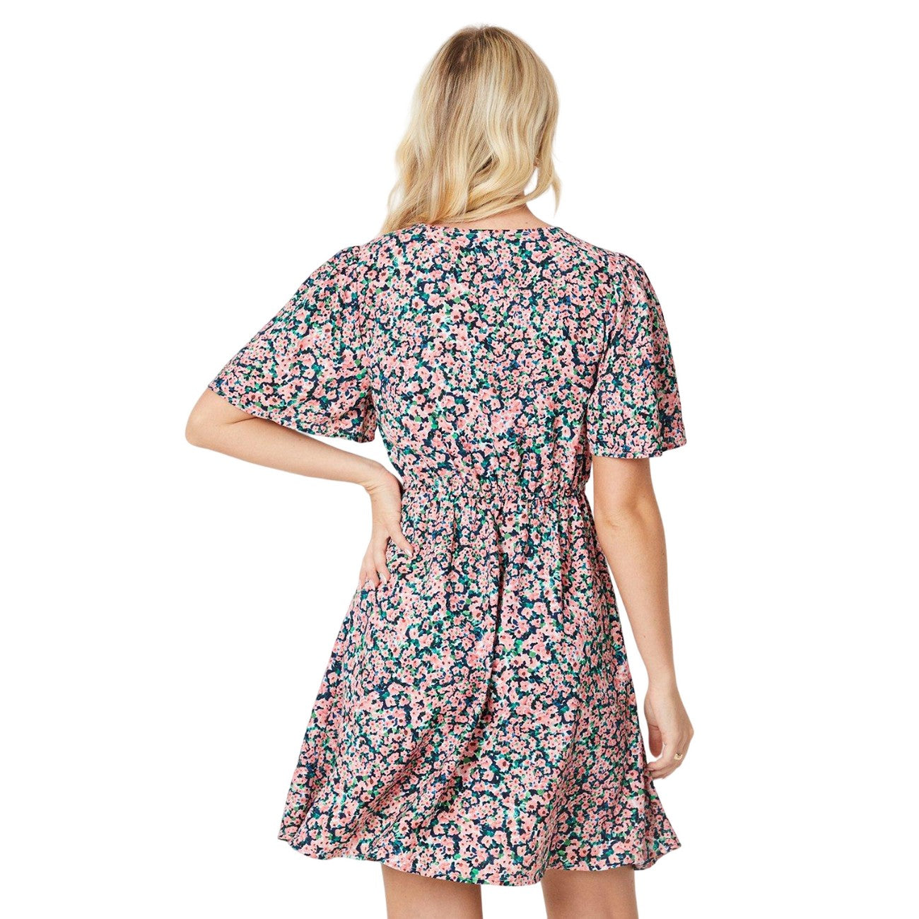 Multicoloured - Back - Dorothy Perkins Womens-Ladies Ditsy Print Front Tie Mini Dress