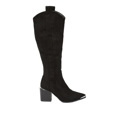 Black - Back - Dorothy Perkins Womens-Ladies Konka Toe Cap Knee-High Boots