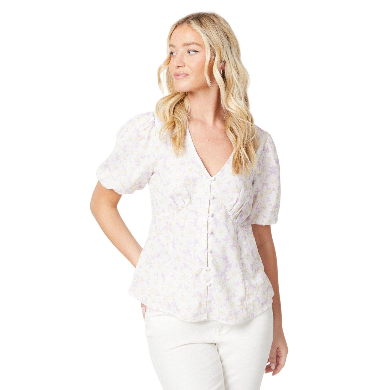 Lilac - Front - Dorothy Perkins Womens-Ladies Button Through Blouse