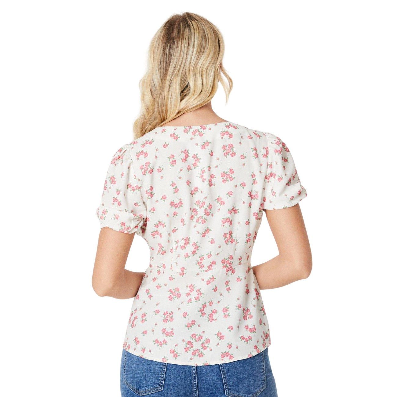 Ivory - Back - Dorothy Perkins Womens-Ladies Button Through Short-Sleeved Blouse