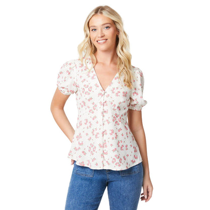 Ivory - Front - Dorothy Perkins Womens-Ladies Button Through Short-Sleeved Blouse