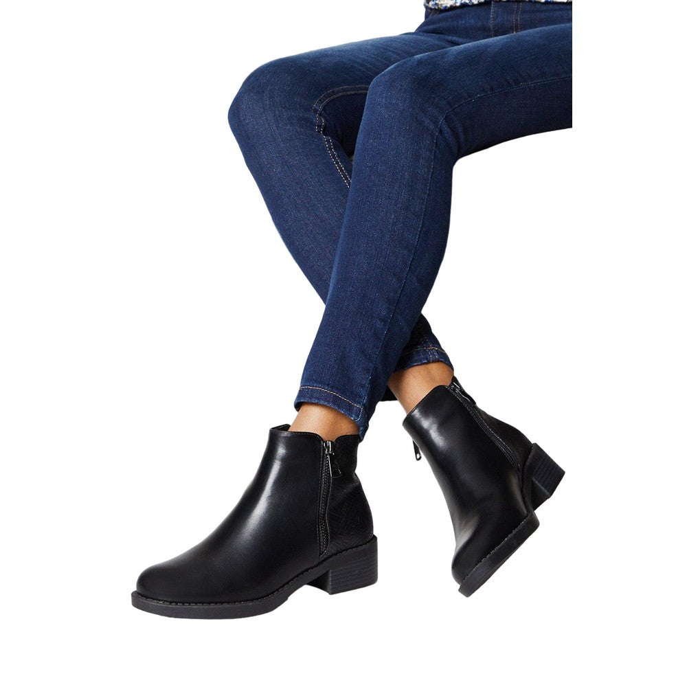 Black - Side - Dorothy Perkins Womens-Ladies Amethyst Side Zip Ankle Boots