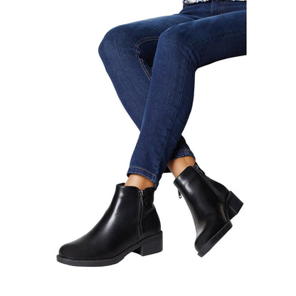 Black - Side - Dorothy Perkins Womens-Ladies Amethyst Side Zip Ankle Boots
