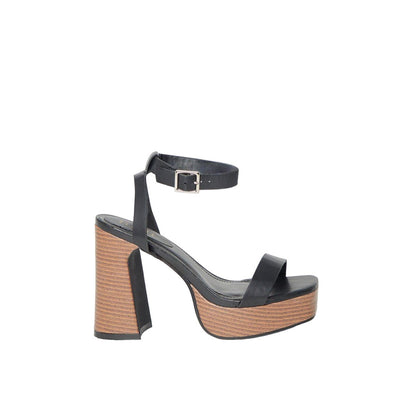Black - Back - Faith Womens-Ladies Ebony Platform High Heel Sandals