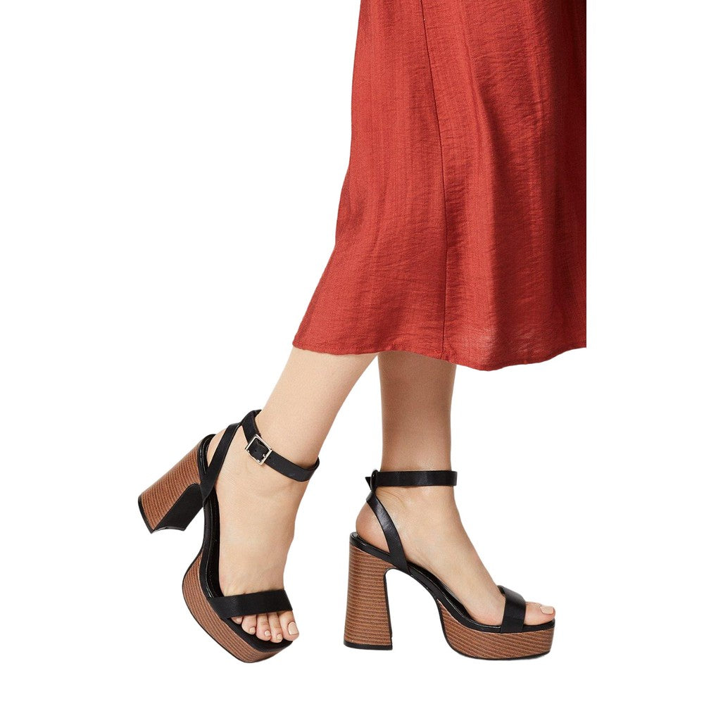 Black - Side - Faith Womens-Ladies Ebony Platform High Heel Sandals