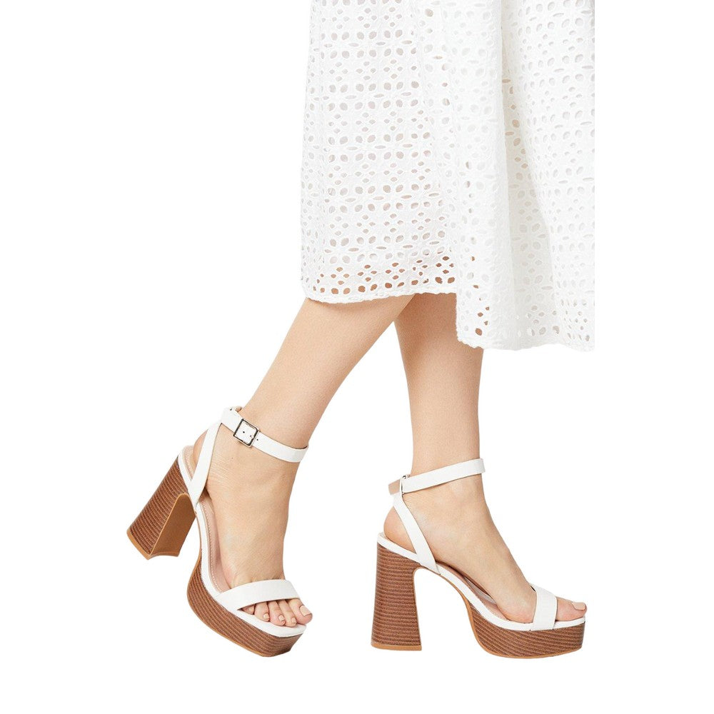 White - Side - Faith Womens-Ladies Ebony Platform High Heel Sandals