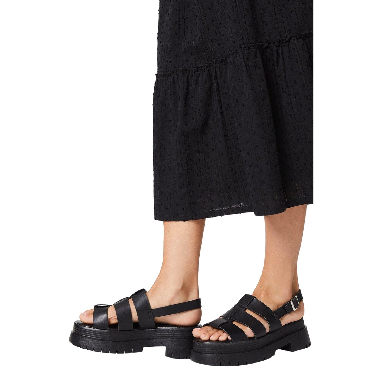 Black - Side - Faith Womens-Ladies Mona Chunky Sling Back Sandals