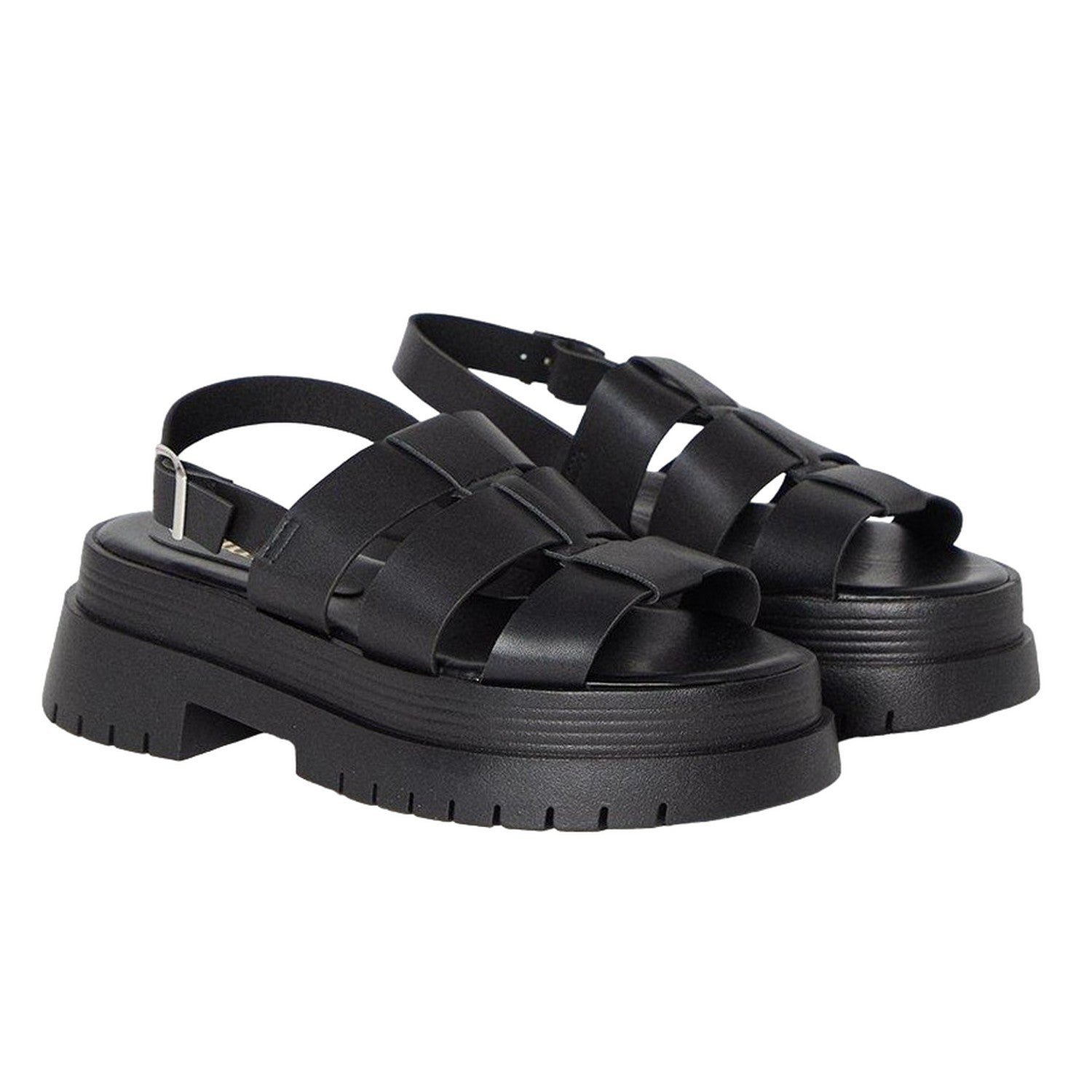 Black - Front - Faith Womens-Ladies Mona Chunky Sling Back Sandals