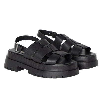 Black - Front - Faith Womens-Ladies Mona Chunky Sling Back Sandals