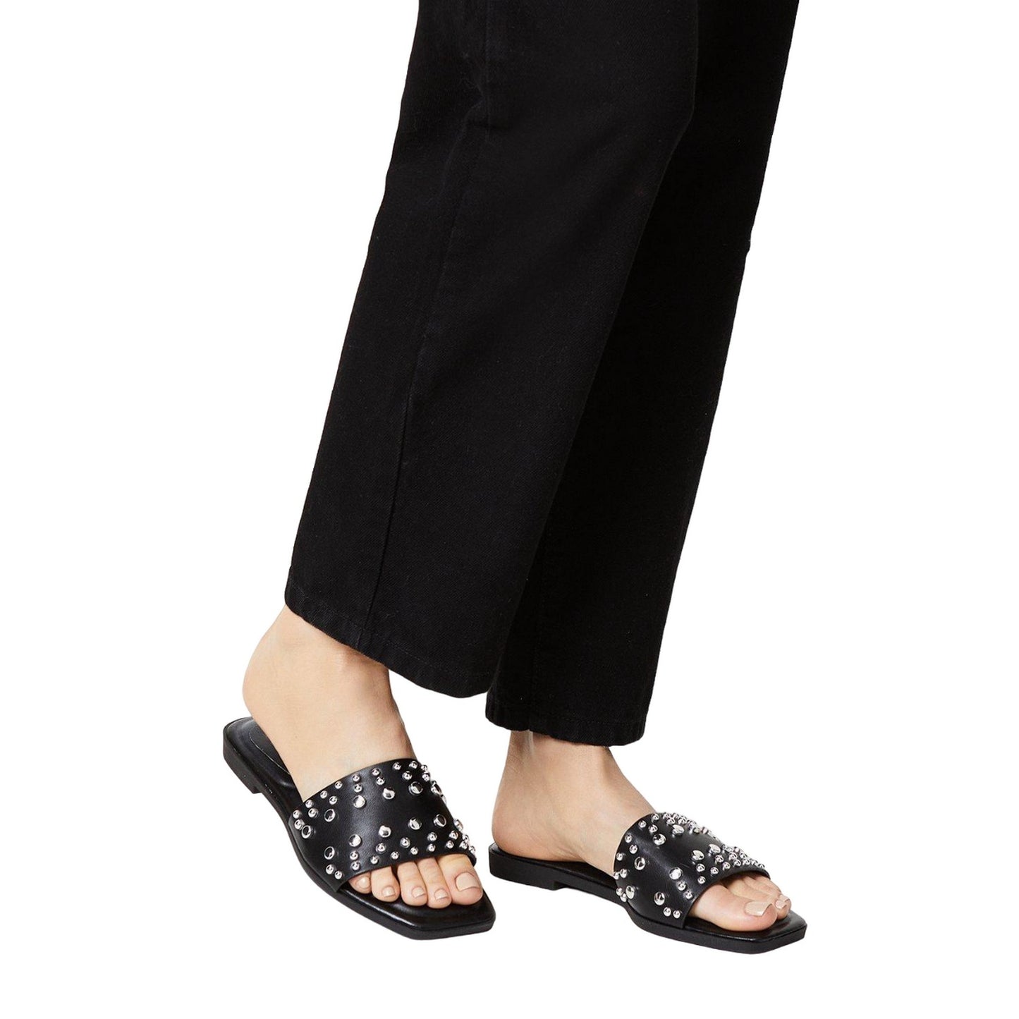Black - Side - Faith Womens-Ladies Madden Studded Sandals